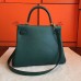 Hermes Malachite Clemence Kelly Retourne 28cm Handmade Bag