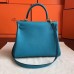 Hermes Turquoise Clemence Kelly Retourne 28cm Handmade Bag