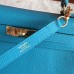 Hermes Turquoise Clemence Kelly Retourne 28cm Handmade Bag