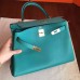 Hermes Blue Paon Clemence Kelly Retourne 32cm Handmade Bag
