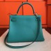 Hermes Blue Paon Clemence Kelly Retourne 32cm Handmade Bag