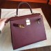 Hermes Bordeaux Epsom Kelly Sellier 28cm Handmade Bag