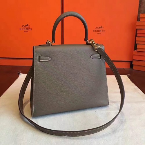 Holy Grail* Hermes Kelly 28 Sellier Handbag Etoupe Epsom Leather With –  Bags Of Personality