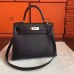 Hermes Black Epsom Kelly Sellier 28cm Handmade Bag