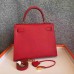 Hermes Red Epsom Kelly Sellier 28cm Handmade Bag