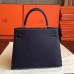 Hermes Sapphire Epsom Kelly Sellier 28cm Handmade Bag