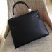 Hermes Black Swift Kelly Sellier 28cm Handmade Bag