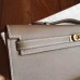 Hermes Etoupe Epsom Kelly Cut Clutch Handmade Bag