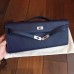 Hermes Sapphire Epsom Kelly Cut Clutch Handmade Bag