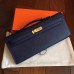 Hermes Sapphire Epsom Kelly Cut Clutch Handmade Bag