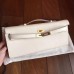 Hermes White Epsom Kelly Cut Clutch Handmade Bag