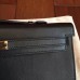 Hermes Black Swift Kelly Cut Clutch Handmade Bag