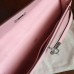 Hermes Rose Dragee Swift Kelly Cut Clutch Handmade Bag