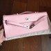 Hermes Rose Dragee Swift Kelly Cut Clutch Handmade Bag