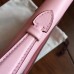 Hermes Rose Dragee Swift Kelly Cut Clutch Handmade Bag