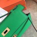 Hermes Bamboo Epsom Kelly Pochette Handmade Bag