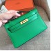 Hermes Bamboo Epsom Kelly Pochette Handmade Bag