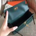 Hermes Malachite Epsom Kelly Pochette Handmade Bag