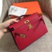 Hermes Rouge Vif Epsom Kelly Pochette Handmade Bag