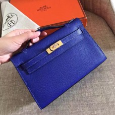 Hermes Electric Blue Epsom Kelly Pochette Handmade Bag