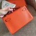 Hermes Orange Epsom Kelly Pochette Handmade Bag