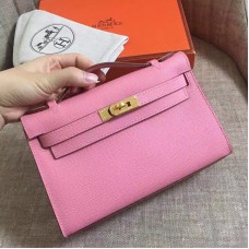 Hermes Pink Epsom Kelly Pochette Handmade Bag