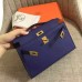 Hermes Sapphire Epsom Kelly Pochette Handmade Bag