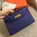 Hermes Sapphire Epsom Kelly Pochette Handmade Bag