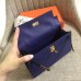 Hermes Sapphire Epsom Kelly Pochette Handmade Bag