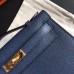 Hermes Sapphire Epsom Kelly Pochette Handmade Bag