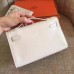 Hermes White Epsom Kelly Pochette Handmade Bag