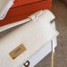 Hermes White Epsom Kelly Pochette Handmade Bag