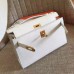 Hermes White Epsom Kelly Pochette Handmade Bag