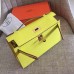 Hermes Soufre Epsom Kelly Pochette Handmade Bag