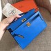 Hermes Blue Izmir Swift Kelly Pochette Handmade Bag