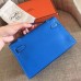 Hermes Blue Izmir Swift Kelly Pochette Handmade Bag