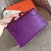 Hermes Cyclamen Swift Kelly Pochette Handmade Bag