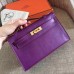 Hermes Cyclamen Swift Kelly Pochette Handmade Bag