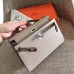 Hermes Grey Swift Kelly Pochette Handmade Bag
