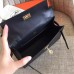 Hermes Black Swift Kelly Pochette Handmade Bag