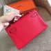 Hermes Red Swift Kelly Pochette Handmade Bag