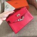 Hermes Red Swift Kelly Pochette Handmade Bag