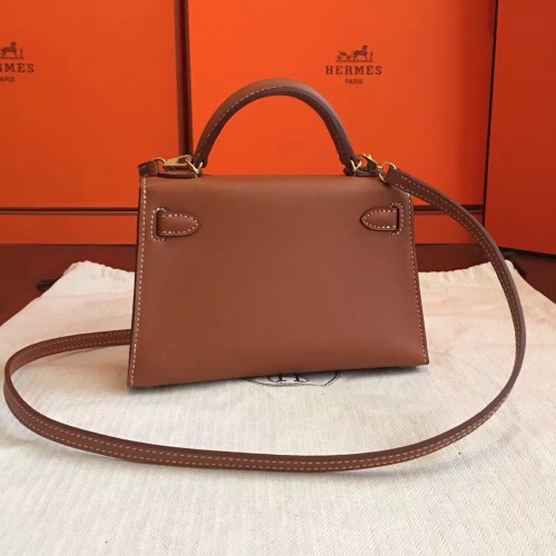 Hermes Gold Swift Kelly Mini II 20cm Handmade Bag