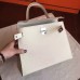 Hermes White Epsom Kelly Sellier 28cm Handmade Bag