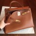 Hermes Brown Swift Kelly Retourne 32cm Handmade Bag