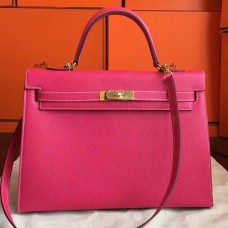 Hermes Rose Tyrien Epsom Kelly 32cm Sellier Handmade Bag