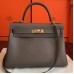 Hermes Etoupe Swift Kelly Retourne 32cm Handmade Bag