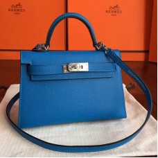 Replica Hermes Kelly Mini II Sellier Handmade Bag In Blue Iris