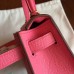 Hermes Rose Lipstick Epsom Kelly Mini II 20cm Handmade Bag