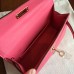 Hermes Rose Lipstick Epsom Kelly Mini II 20cm Handmade Bag